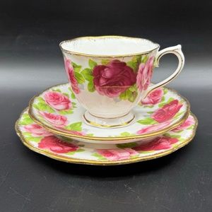 Royal Albert Old English Rose Tea Trio Set Bone China England